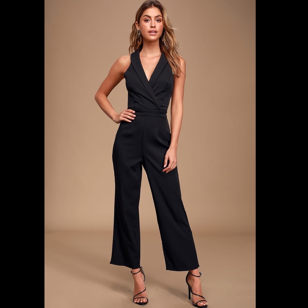 Lulu’s Magic Happens Black Sleeveless Tux Jumpsuit